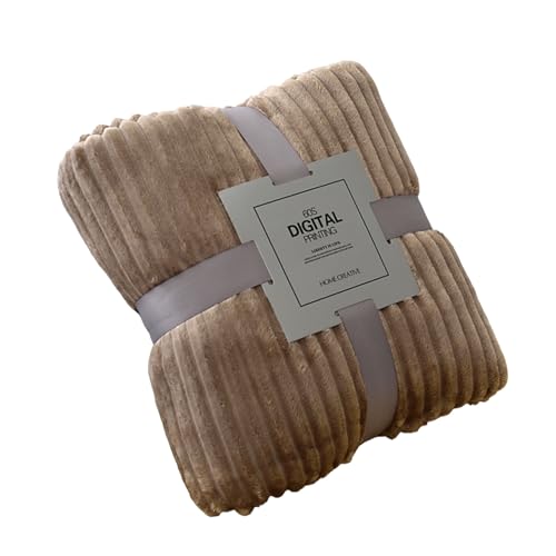 Gramigg Gestreifte Flanelldecken für Betten, einfarbig, weich, warm, Nerz-Überwurf, Sofabezug, Tagesdecke, Strand, Reisedecken