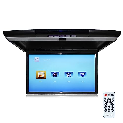 Reproductor de video para coche 1080P, monitor superior abatible HD de 17.3 pulgadas para coches, soporta entrada FM/IR/USB/SD/HDMI, diseño ultrafino (sin unidad de DVD)