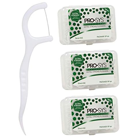 PRO-SYS® Extra Strong Flossers with Flosser Pick - 150 Flossers (3 Packs – 50 Flossers Per Pack) Cover