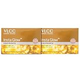 VLCC Insta Glow Gold Bleach - 60g X 2 ( Pack of 2 ) | With Colloidal Glow For Glowing Fairness | Skin Brightening Bleach | Perfect Skin Match, Reduces Facial Hair Visibility, Brightens Complexion.