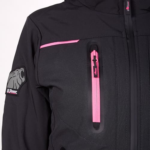 U-Power Space, Giacca Softshell, Con Cappuccio Staccabile, Tasche Ampie, Full Zip, Antivento, Impermeabile, Tessuto Resistente, Confortevole (Grey Fucsia - 2XL) - 7
