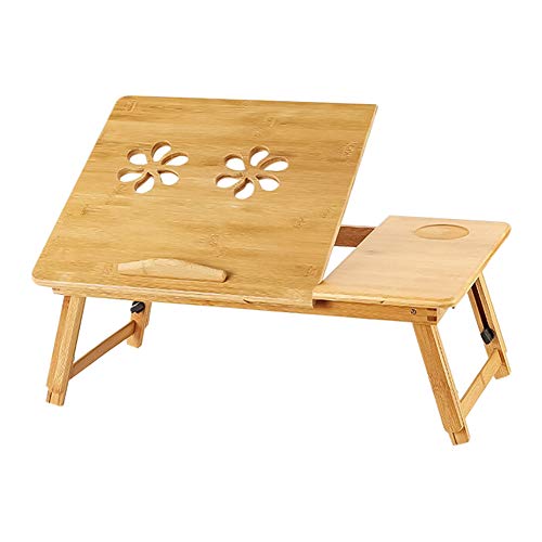 Laptop mesa bambú Altura ajustable leset isch escritorio comedor con cajón antideslizante cama mesa Laptop Bandeja Rodillera mesa Ordenador Mesa para sofá cama Suelo Lectura trabajar Desayuno
