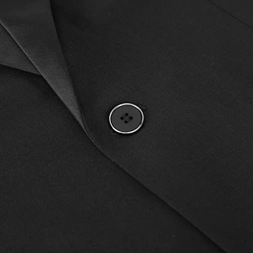 Sliktaa Herren Business Bankett Gentleman EIN-Knopf-Smoking-Anzug Dreiteiliges Kostüm Schwarz XL
