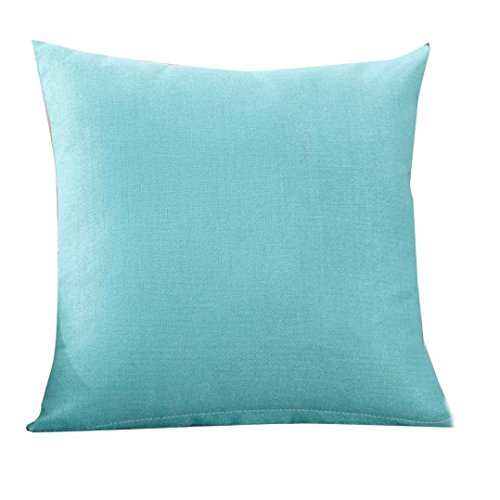 Funda de cojín Ronamick de 45 x 45 cm, funda de cojín de lino, funda de cojín decorativa, sofá, cama, hogar, suave, coche, algodón, azul claro, 45 cm*45 cm