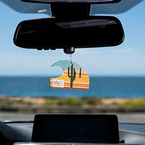 Image of ulu Lagoon Hanging Car Air Freshener | Tropical Beach Coconut Surf Wax Scent Mini Wave | Long Lasting Car Freshener, Closet and Beyond | Made In USA | 3 Pack (Desert)