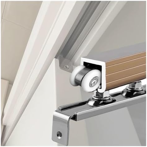 Heavy Duty Pocket Door Track Kit - Adjustable 4-20ft Sliding Door Hardware, Wall/Ceiling Mount Aluminum Rail System for Single/Double Doors (Black, 10ft/305cm)