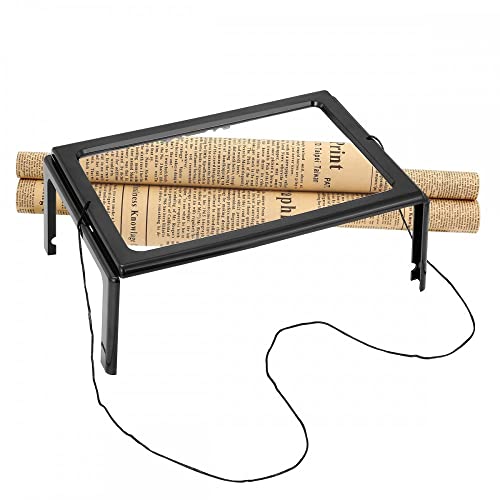 A4 Full Page Large Magnifier 3X Foldable Magnifying Glass Loupe Hands for Reading Magnifying Glass LED Cover