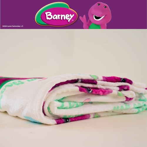 Image of Franco Collectibles Barney Heart Retro Bedding Super Soft Cozy Plush Throw, 46 in x 60 in, (Officially Licensed Product)