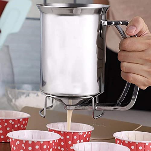Foto von Swetup Backtrichter, Teigportionierer, Fondanttrichter, Likörtrichter, Pfannkuchen Teigspender, Pancake Portionierer für Zuhause, Küche, Bäckerei, Kuchen Desserts Kochwerkzeuge, Silber