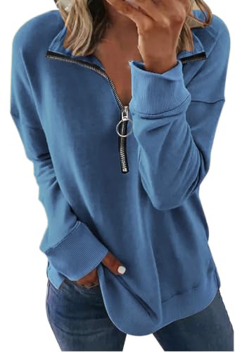 Image of NEYOUQE Womens Fall Winter Fashion Sweatshirts Quarter Zip up pullover Polo sweatshirt women casual trendy crewneck tops