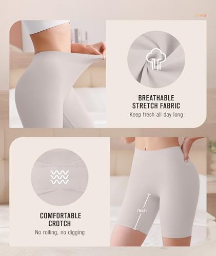 Image of BESTENA 4 Pack Slip Shorts for Under Dress Seamless Smooth Boyshorts Panties Boxer Briefs for Women