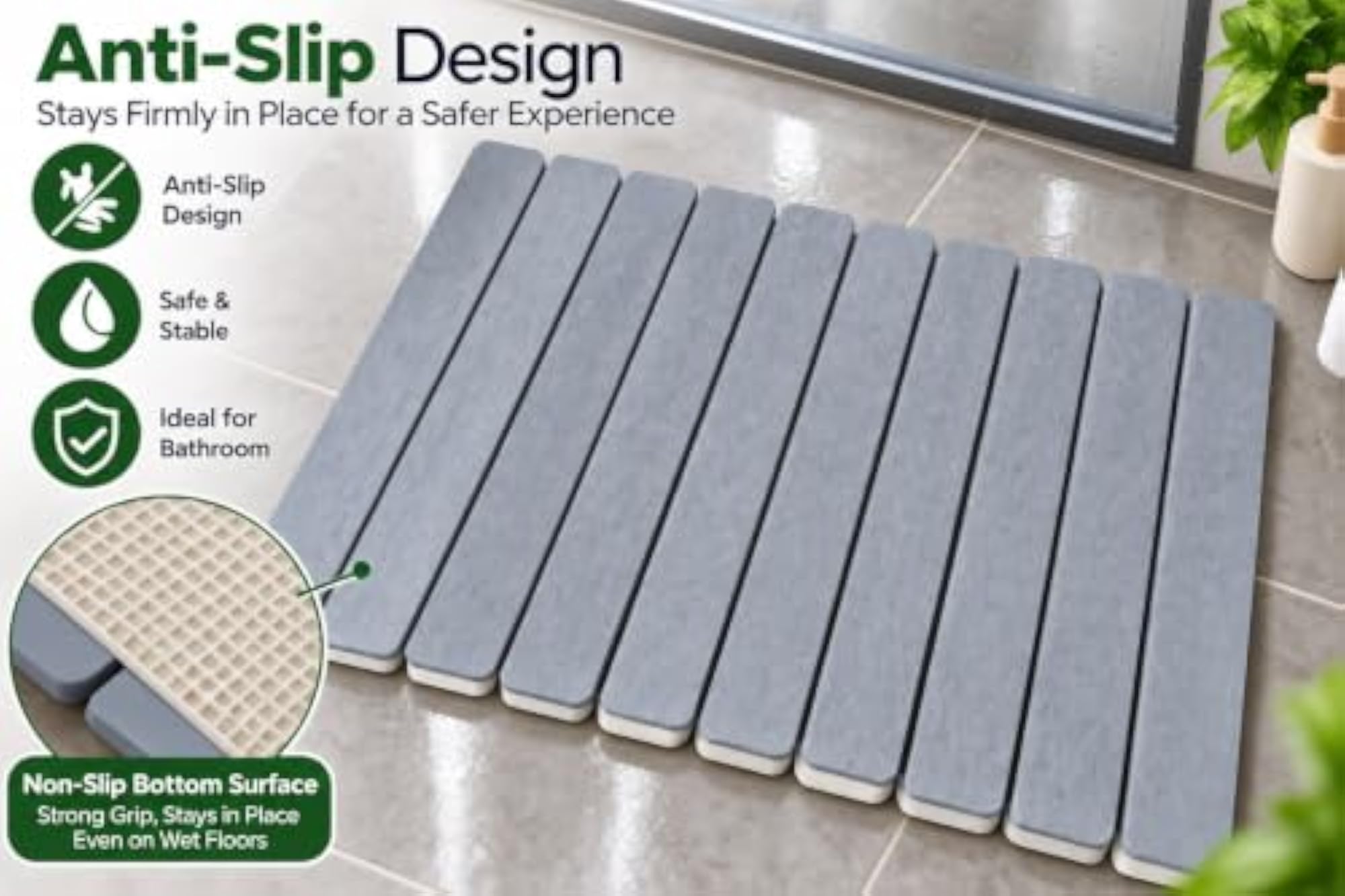 Quick Dry Stone Bath Mat, Diatomaceous Earth Floor Mat