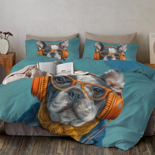 Housse de couette bouledogue 220x240 hypoallergénique avec zip durable - 4