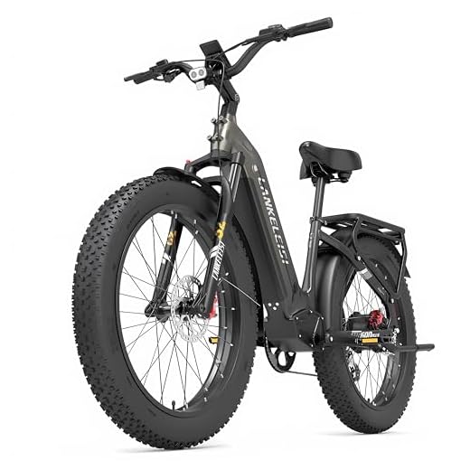 LANKELEISI E Bike Herren Elektrofahrrad mit 26X4.0 Fat Tire, 48V 20Ah Wechselakku, Reichweite bis zu 150KM, 7-Gang-All-Terrain Fat Bike für Schnee, Trail & Strand
