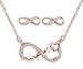 Produktbild Yumilok Damen-Ohrstecker Halskette Kette mit Unendlichkeit Infinity Symbol Herz Herzschlag Anhänger Zirkonia Ohrringe Creolen Schmucksets 925 Sterling Silber Geschenk für Frauen Mädchen Roségold