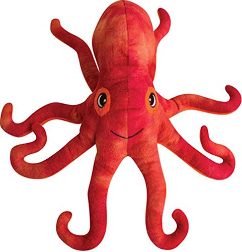 SNUG AROOZ Olivia The Octopus with Repair Patch – Soft Durable Plush Dog Toy - Squeaker Crinkle – Ideal for Medium to Large Dogs – Made from Recycled Materials
