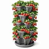 SPACE-SAVING VERTICAL GARDEN PLANTER – Grow more in less space with this 5-tier stackable planter designed for patios, balconies, decks, apartments, and small gardens. Perfect for growing strawberries, herbs, lettuce, vegetables, flowers, and succule...