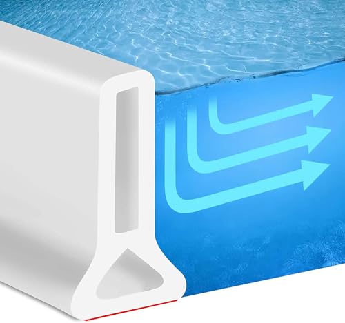 Moonmen Shower Threshold Water Barrier 2M Shower Stopper Self-Adhesive Bathroom Water Dam Collapsible Silicone Water Retaining Strip Water Splash Guard Retention System for Kitchen Countertop Sink