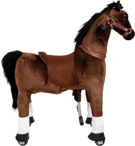 small foot Reitpferd auf Rollen aus Plüsch, Spielpferd zum Reiten, belastbar bis 50 kg, für Kinder ab 5 Jahren, 12462, Braun