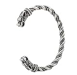 LANGHONG Norse Viking Bracelet For Men Talisman Jewelry Stainless Steel Wolf Head Men's Cuff Bracelets, Arm Rings, Gift For Men