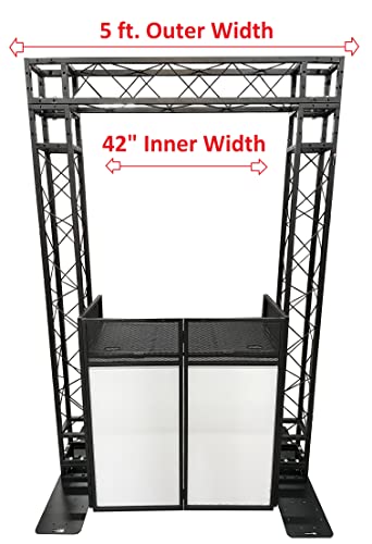 Black Arch Truss Combo Kit 7.6 ft. Height 5 ft. Width+DJ Facade W/40"x20" table Heavy-Duty Truss and B/W DJ Facade All-In-One Combo Kit