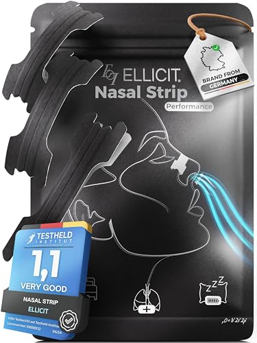 Ellicit Nasal Strips Black, Pack of 30 Premium Nose Strips, Anti-Snoring, Extra Hold for Sports & Better Sleep Quality, Better Breathing with a Stuffy Nose, Nasal Strips [Universal Size]