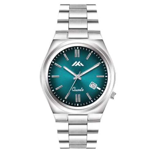 Image of PAPIO Men's Quartz Analogue Watch, Silver Stainless Steel Band, Round Dial with Date Display