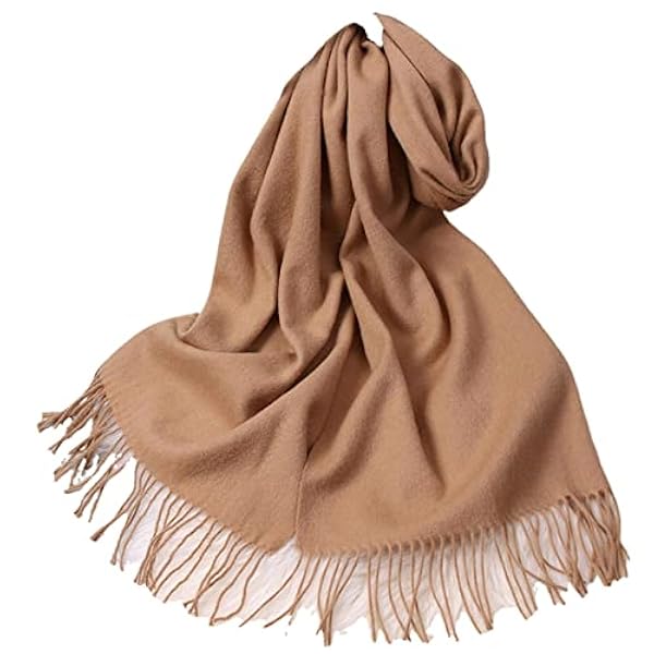 Kasjmier sjaal Winter Effen Wraps Voor Dames Foulard Met Kwastje Warme Wollen Sjaals Kasjmier (Oranje Roze 180x40cm)