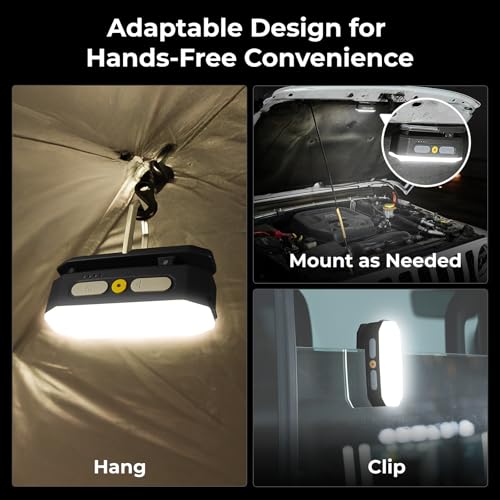 Image of BougeRV Movable Area Light, Rechargeable Camping Lantern, 3200mAh Portable Camping Light, IP65 Waterproof, Camp Lamp for Tent, Power Outages, Emergency, Outdoor(Black)