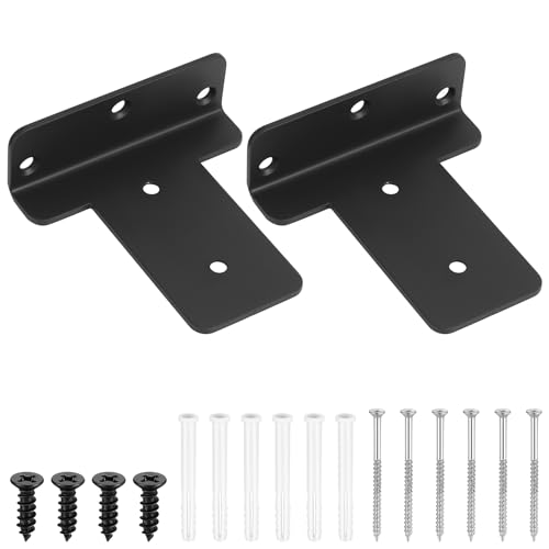 2 Pcs Soporte Estanteria Pared Negros, 100mm Estante Soportes Estanterias Pared, Escuadras para Estanterias, Escuadras para Estanterias, Soportes Flotantes en L, Escuadras Metalicas para Estantes