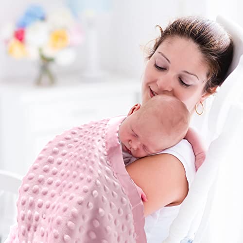 3 Pieces Baby Blankets For Girls And Boys Soft Dot Blankets With Silky Satin Backing, Double Layer Gender Baby Receiving Blanket For Newborn, Toddler, Infant Gifts, 30 X 40 Inch #TOP6