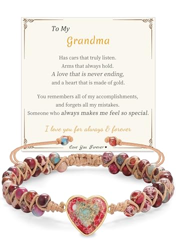Image of Gifts for Daughter Granddaughter, To My Mom Grandma Wife Girlfriend Sister Jasper Heart Bracelets Birthday Graduation Anniversary Christmas Stocking Stuffers Valentines Mothers Day Jewelry