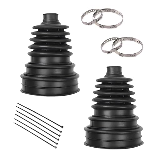 Opuweiy 2PCS CV Boot Repair Kit High-temperature Resistant Axle Boot with 4 Stainless Steel Clamps & 6 Cable Ties Leakproof Vehicle Drive Shaft Cover for Most 19mm to 24mm Shaft Vehicles (Black)