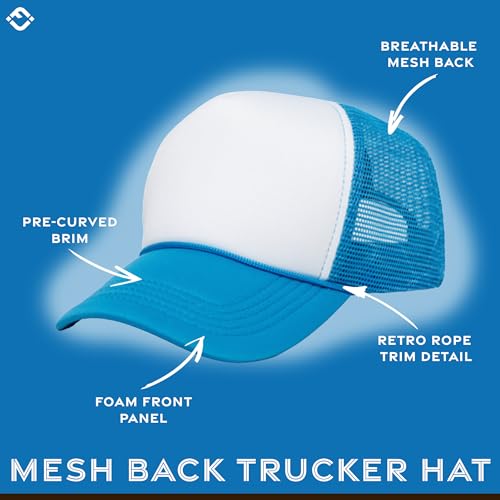 Image of Funky Junque Foam Trucker Hat, Trucker Hats for Women & Men - Blank Adjustable Snapback Mesh Back Baseball Cap
