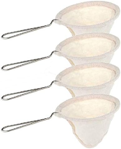 4 Pieces Flannel Fabric Coffee Filter Strainers Reusable Coffee Dripper with Hand Made Coffee Accessories for Home Use