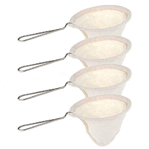4 Pieces Flannel Fabric Coffee Filter Strainers Reusable Coffee Dripper with Hand Made Coffee Accessories for Home Use