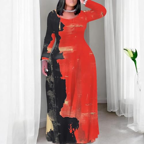 PinkPatty Women's Plus Size Long Sleeve Sundress Gradients Maxi Dresses Loose Casual Dress with Pockets（Gradients13 XL）4