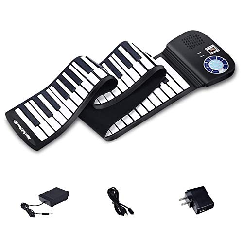 Ilearnmusic Roll Up Piano | Portable Keyboard Piano | Hand Roll Electric Piano Keyboard | Premium Silicone & Built-In Speakers (88 Keys, Black) #TOP11