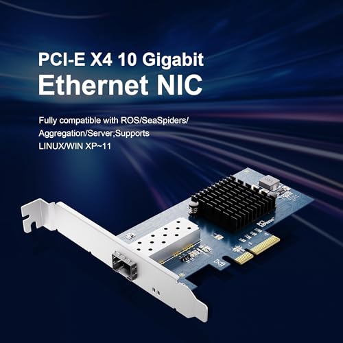 Image of 10Gb PCIe NIC, Intel 82599EN, SFP+ Port, X520-DA1 Compatible, PCIe X4 /X8, Low Profile, Supports Windows Server /Linux /VMware ESXi /Proxmox /TrueNAS