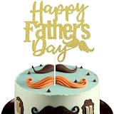 Chewarelly Happy Father’s Day Cake Toppers, 1 Pack Gold Beard