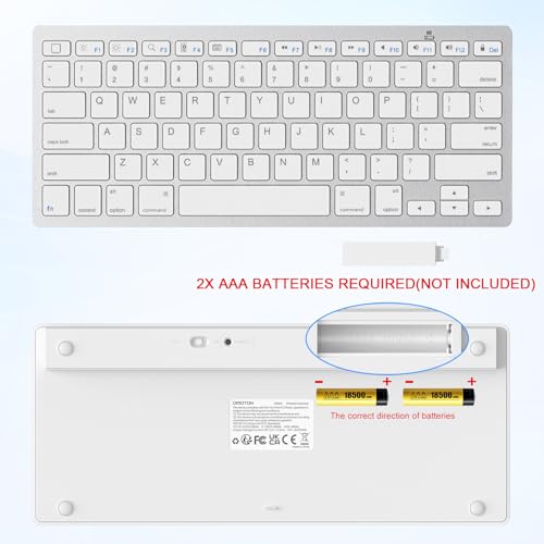Image of OMOTON Ultra-Slim Bluetooth Keyboard for iPad 11th /10th /9th /8th /7th, iPad Pro /Air /Mini and iPhone Series, Wireless iOS Keyboard with 12 Multimedia Keys for Office, Home, Travel, School, White