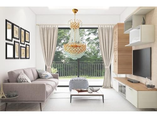 Image of Zingy Chandelier Ceiling Lamp 300mm Glass Crystal Big Size Jhumar Lamp fo Living Room /Hall (30 * 70 CM) (Bulb not Inluded) Holder Type E14