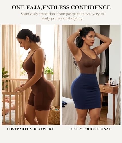 Image of YIANNA Fajas Colombianas Moldeadoras Postpartum Shapewear Tummy Control for Women Butt Lifter Body Shaper with Zipper Crotch