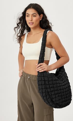 Image of ODODOS Quilted Carryall Tote Bag for Women Crossbody Hobo Lightweight Padding Shoulder Bag