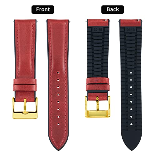 Image of BINLUN Leather Watch Band 14mm 16mm 18mm 19mm 20mm 21mm 22mm Quick Release Premium Oil Wax Leather and Breathable Silicone Hybrid Watch Bands Replacement Strap for Men Women