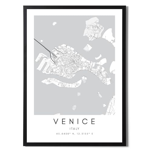 Impresión minimalista del mapa de Venecia para decoración de interiores