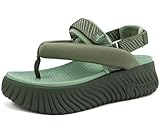 COFACE Womens Orthopedic Walking Sandals Comfort Plantar Fasciitis Arch Support Athletic Recovery Outdoor Hiking Cushion Water Waterproof Camping Cruise Golf Boat Flip Flops Adjustable Green Size 8