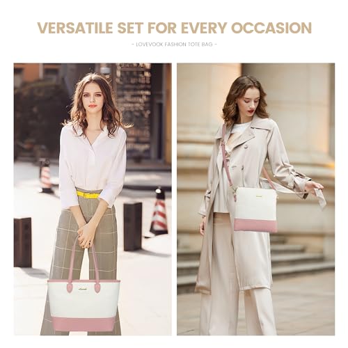 LOVEVOOK Purse and Wallet Set for Women Handbag 3Pcs Canvas Tote Satchel Purses Ladies Shoulder Bags2