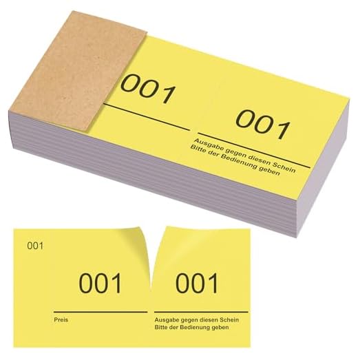 Nezyo Bloques de Números Dobles 1-100 Boletos de Rifa Bloques de Números 10 cm X 5 cm para Guardarropas, Sorteos, Eventos, Fiestas, Ferias y Catering(Amarillo)