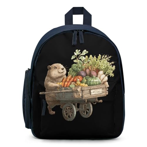Groundhog Vegetables Cute Backpack Lightweight Mini Shoulder Bag Travel Daypack for Camping Picnic Blue-style